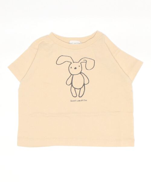 quoti use fith（クゥオティ　ユース　フィス）の「ベーシック天竺 ユルウサプリント 半袖Tシャツ（Tシャツ/カットソー・キッズ・チャコールグレー/ホワイト/ベージュ/ブルー・120/100/80/130/110/90）」の13枚目の写真