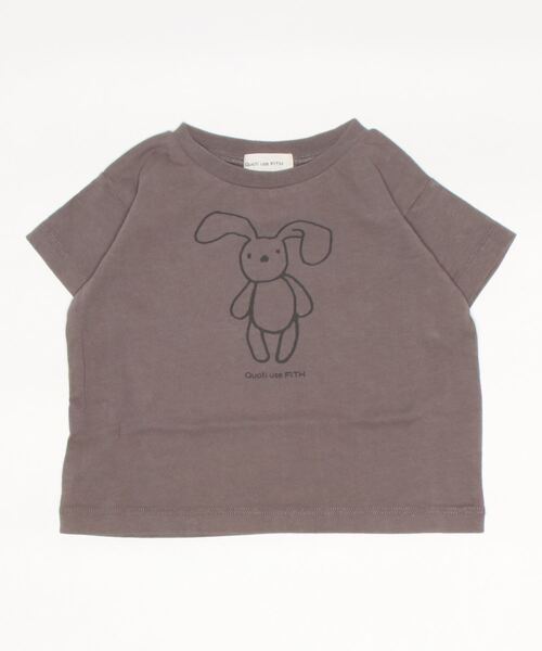 quoti use fith（クゥオティ　ユース　フィス）の「ベーシック天竺 ユルウサプリント 半袖Tシャツ（Tシャツ/カットソー・キッズ・チャコールグレー/ホワイト/ベージュ/ブルー・120/100/80/130/110/90）」の14枚目の写真