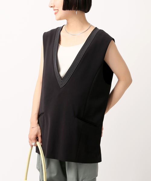 eenie / イーニー】Bi-color damaged Knit Vest（ベスト