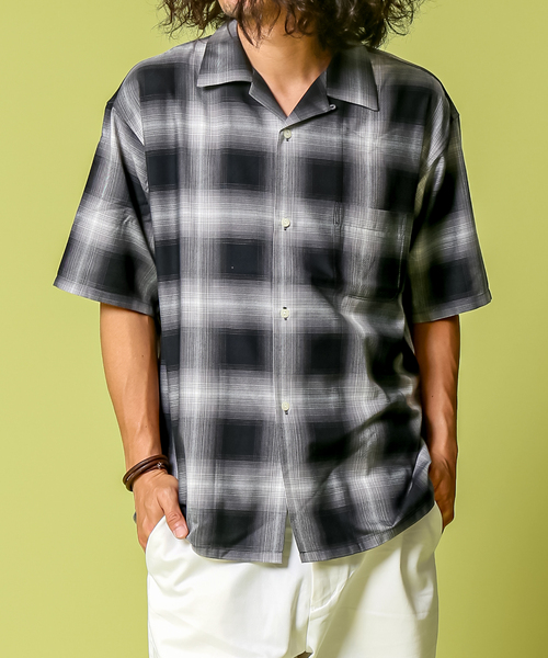B.C STOCK(ベーセーストック)の「OMBRE CHECK SHIRTS(シャツ/ブラウス・メンズ・ブラック/グリーン・MEDIUM/LARGE)」の1枚目の写真