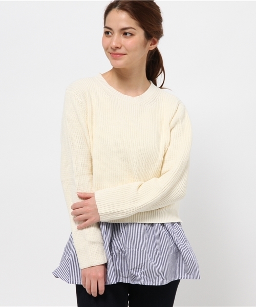 OUTLET（アウトレット）の「【WHO'S WHO gallery】レイヤードチュニック（チュニック・レディース・ネイビー/オフホワイト・FREE）」の2枚目の写真