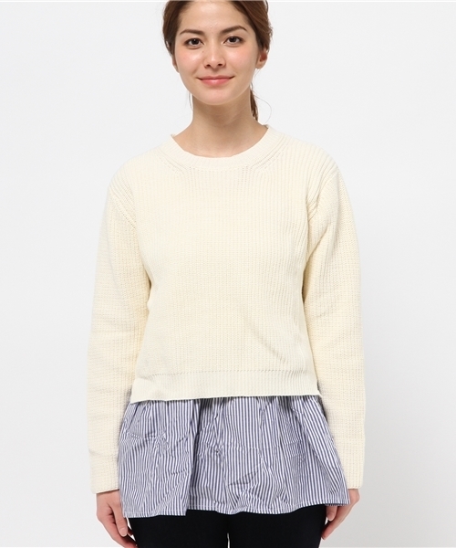 OUTLET（アウトレット）の「【WHO'S WHO gallery】レイヤードチュニック（チュニック・レディース・ネイビー/オフホワイト・FREE）」の3枚目の写真