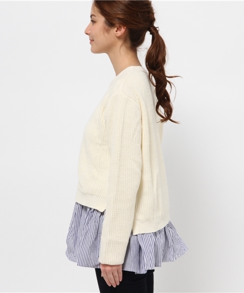 OUTLET（アウトレット）の「【WHO'S WHO gallery】レイヤードチュニック（チュニック・レディース・ネイビー/オフホワイト・FREE）」の4枚目の写真