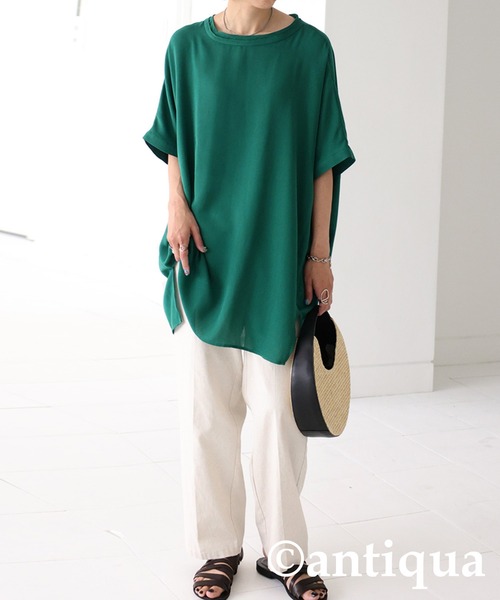 antiqua（アンティカ）の「2WAY ウエストポイントトップス（Tシャツ/カットソー・レディース・グリーン/オフホワイト/パープル/ブラック・FREE）」の22枚目の写真