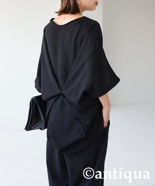 antiqua（アンティカ）の「2WAY ウエストポイントトップス（Tシャツ/カットソー・レディース・グリーン/オフホワイト/パープル/ブラック・FREE）」の11枚目の写真