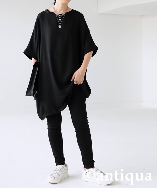 antiqua（アンティカ）の「2WAY ウエストポイントトップス（Tシャツ/カットソー・レディース・グリーン/オフホワイト/パープル/ブラック・FREE）」の14枚目の写真