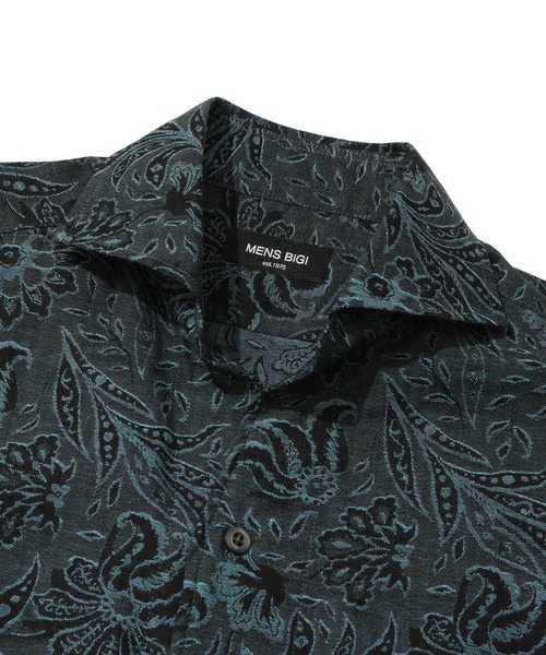 MEN'S BIGI（メンズビギ）の「ボタニカルジャガードカッタウェイスキッパーシャツ（シャツ/ブラウス・メンズ・ベージュ/ネイビー/ボルドー・01/02/03/04）」の9枚目の写真