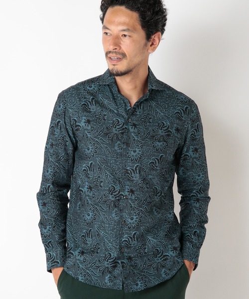 MEN'S BIGI（メンズビギ）の「ボタニカルジャガードカッタウェイスキッパーシャツ（シャツ/ブラウス・メンズ・ベージュ/ネイビー/ボルドー・01/02/03/04）」の19枚目の写真