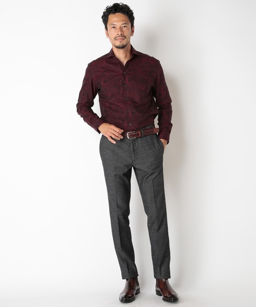 MEN'S BIGI（メンズビギ）の「ボタニカルジャガードカッタウェイスキッパーシャツ（シャツ/ブラウス・メンズ・ベージュ/ネイビー/ボルドー・01/02/03/04）」の11枚目の写真