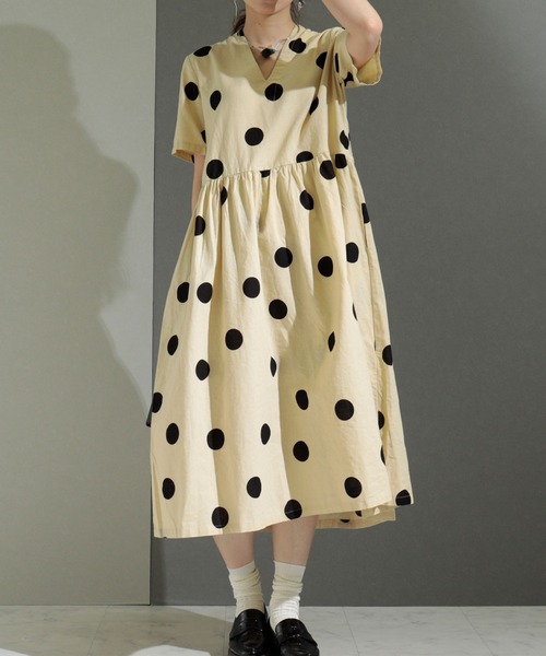 まあるい水玉模様のリネンワンピース ワンピース Sawa A La Mode サワアラモード のファッション通販 Zozotown