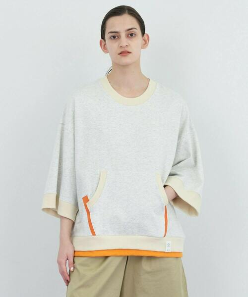 FRAPBOIS(フラボア)の「ショートスウェット(スウェット・レディース・グレー/オートミール・1/2)」の2枚目の写真