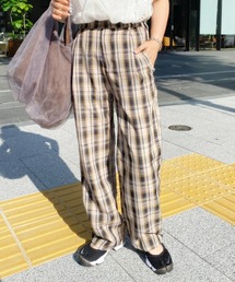 ワンタックチェックストレートパンツ