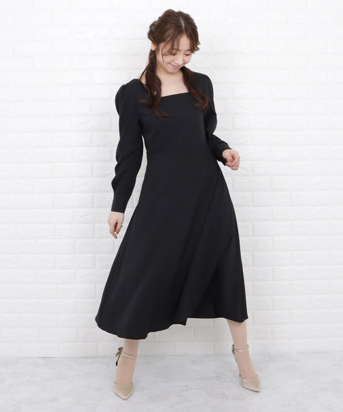 Lace Ladies(レースレディース)の「スクエアネックパフスリーブロングワンピース(ワンピース・レディース・ブラック・M/L/XL)」の6枚目の写真