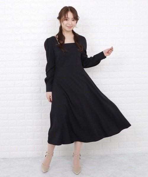 Lace Ladies(レースレディース)の「スクエアネックパフスリーブロングワンピース(ワンピース・レディース・ブラック・M/L/XL)」の7枚目の写真