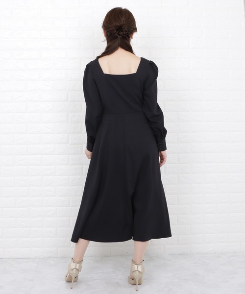Lace Ladies(レースレディース)の「スクエアネックパフスリーブロングワンピース(ワンピース・レディース・ブラック・M/L/XL)」の4枚目の写真