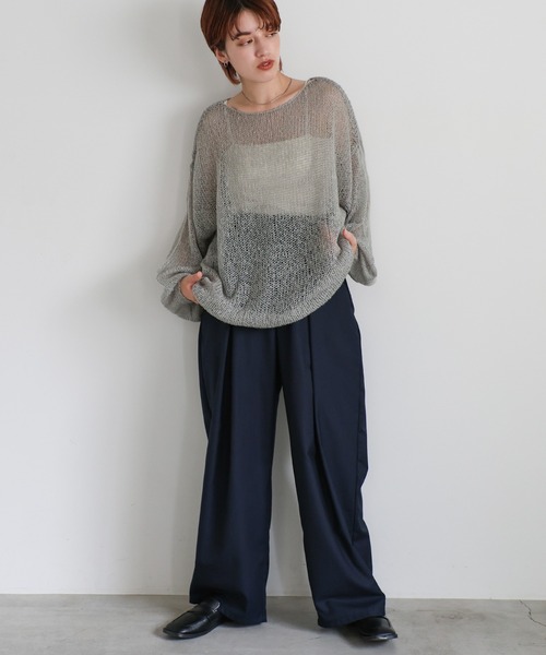 select MOCA(セレクトモカ)の「モヘアタッチローゲージシアープルオーバー(ニット/セーター・レディース・ブラック/ピンク/グリーン/アイボリー/ライトグレー/ライトベージュ・FREE)」の22枚目の写真