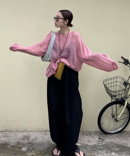 select MOCA（セレクトモカ）の「モヘアタッチローゲージシアープルオーバー（ニット/セーター・レディース・ブラック/ピンク/グリーン/アイボリー/ライトグレー/ライトベージュ・FREE）」の15枚目の写真