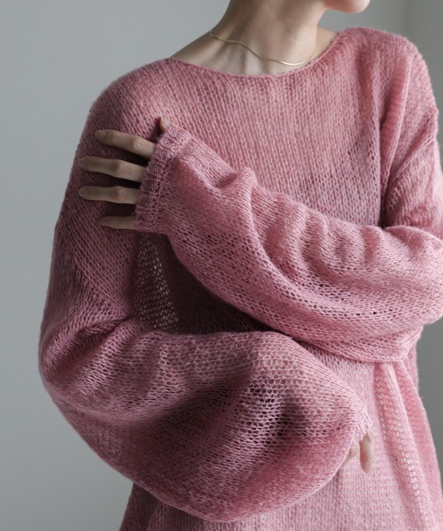セール】モヘアタッチローゲージシアープルオーバー（ニット/セーター