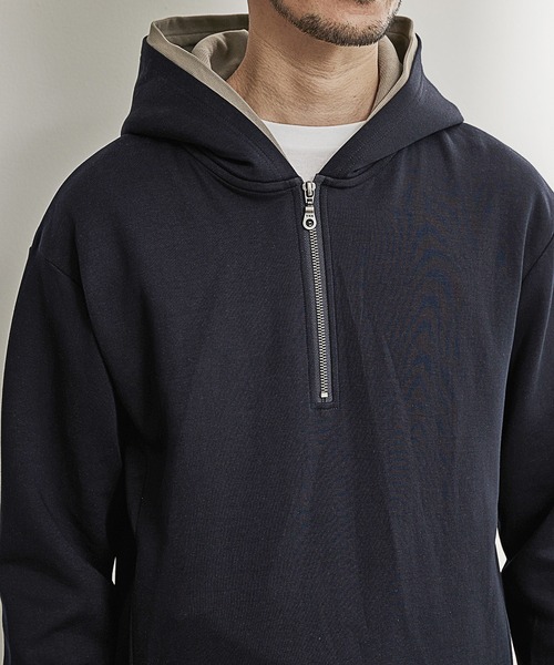 UNION STATION（ユニオンステーション）の「ハーフジップニットドッキングパーカー（パーカー・メンズ・ブラック/ホワイト/ネイビー・LL/L/M）」の6枚目の写真