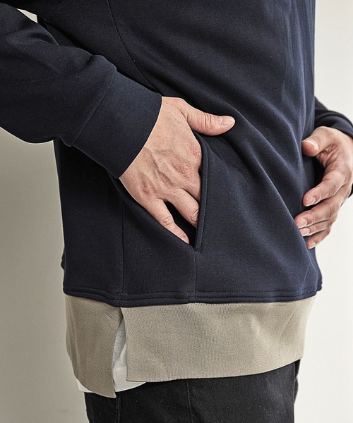 UNION STATION（ユニオンステーション）の「ハーフジップニットドッキングパーカー（パーカー・メンズ・ブラック/ホワイト/ネイビー・LL/L/M）」の7枚目の写真