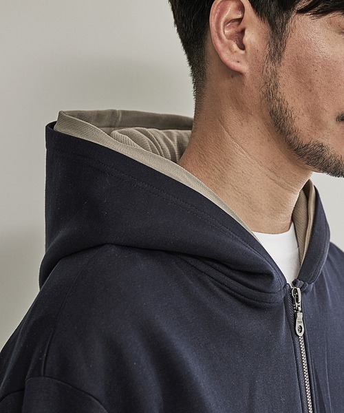 UNION STATION（ユニオンステーション）の「ハーフジップニットドッキングパーカー（パーカー・メンズ・ブラック/ホワイト/ネイビー・LL/L/M）」の8枚目の写真