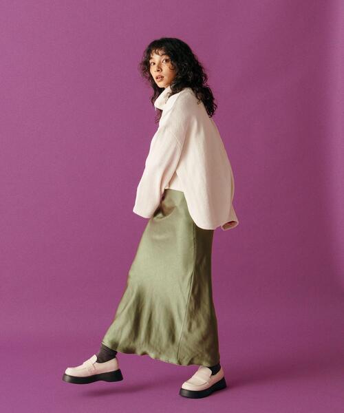 CITEN(シテン)の「<CITEN>ワッシャーサテン ナロースカート(スカート・レディース・コバルトブルー/ダークグレー/ケリー・FREE)」の6枚目の写真