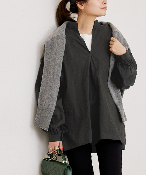 ARMY TWILL（アーミーツイル）の「別注【ARMY TWILL / アーミーツイル】PO SHIRT：シャツ（シャツ/ブラウス・レディース・アイボリー/ブラック・FREE）」の2枚目の写真