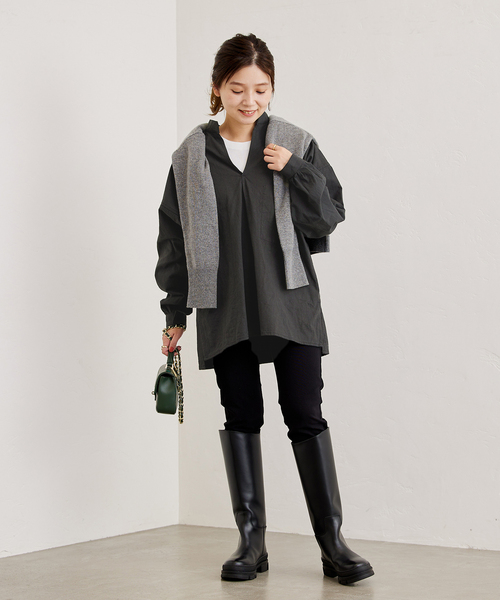 ARMY TWILL（アーミーツイル）の「別注【ARMY TWILL / アーミーツイル】PO SHIRT：シャツ（シャツ/ブラウス・レディース・アイボリー/ブラック・FREE）」の12枚目の写真