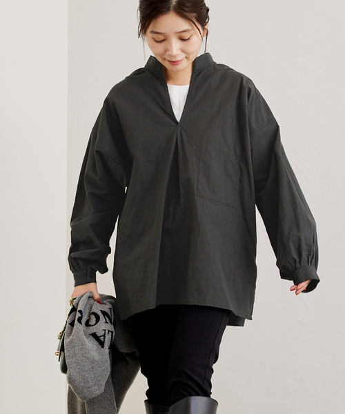 ARMY TWILL（アーミーツイル）の「別注【ARMY TWILL / アーミーツイル】PO SHIRT：シャツ（シャツ/ブラウス・レディース・アイボリー/ブラック・FREE）」の8枚目の写真