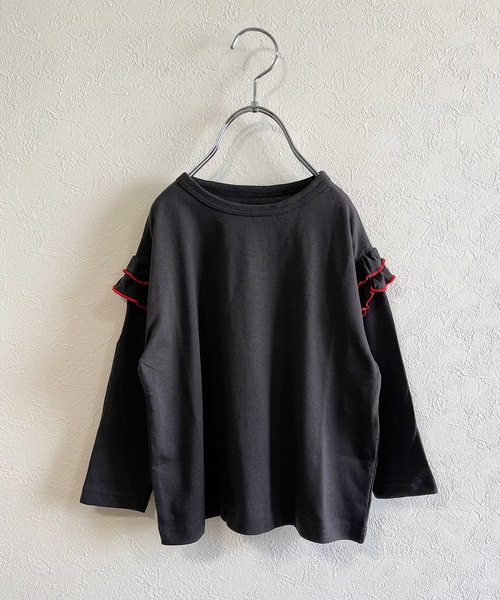 Life Support Products（ライフサポートプロダクツ）の「吸水速乾ショルダーフリルロンT（80～150cm）（Tシャツ/カットソー・キッズ・ブラック/レッド/ラベンダー・90/100/110/120/80/130/95/140/150）」の2枚目の写真