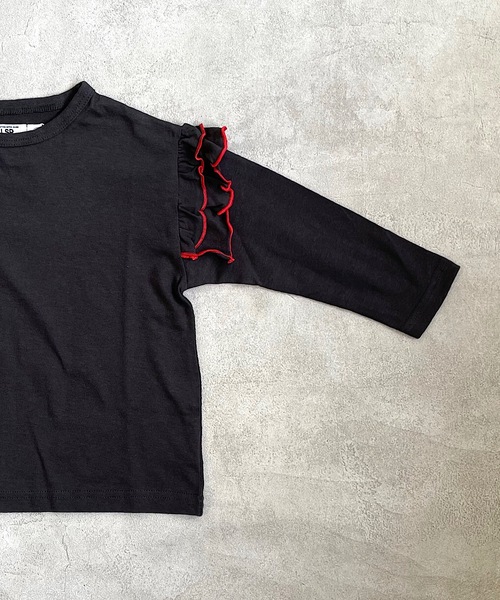 Life Support Products（ライフサポートプロダクツ）の「吸水速乾ショルダーフリルロンT（80～150cm）（Tシャツ/カットソー・キッズ・ブラック/レッド/ラベンダー・90/100/110/120/80/130/95/140/150）」の6枚目の写真