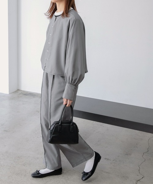 BONLECILL(ボンルシール)の「【セットアップ対応】ガンクラブチェック 2wayクロップドブラウス/ジャケットカーディガン(ノーカラージャケット・レディース・ブラック/ブラウン・FREE)」の8枚目の写真