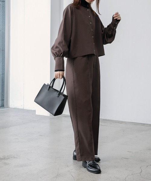 BONLECILL(ボンルシール)の「【セットアップ対応】ガンクラブチェック 2wayクロップドブラウス/ジャケットカーディガン(ノーカラージャケット・レディース・ブラック/ブラウン・FREE)」の17枚目の写真