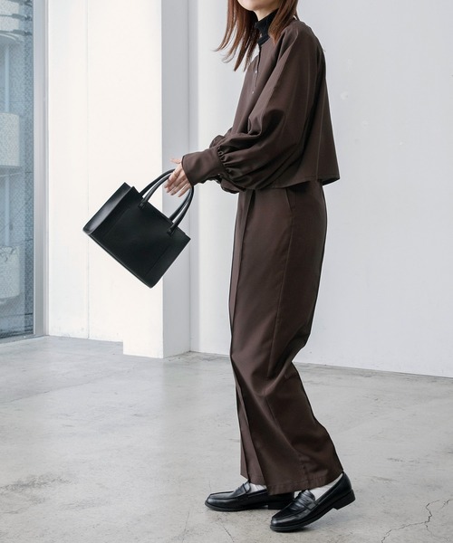 BONLECILL(ボンルシール)の「【セットアップ対応】ガンクラブチェック 2wayクロップドブラウス/ジャケットカーディガン(ノーカラージャケット・レディース・ブラック/ブラウン・FREE)」の18枚目の写真