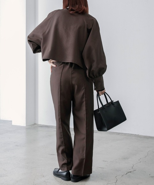 BONLECILL(ボンルシール)の「【セットアップ対応】ガンクラブチェック 2wayクロップドブラウス/ジャケットカーディガン(ノーカラージャケット・レディース・ブラック/ブラウン・FREE)」の19枚目の写真