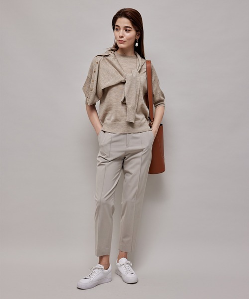 ROPE'（ロペ）の「アンサンブル対応/ハイゲージ5分袖モックネックニット（ニット/セーター・レディース・パープル/ネイビー/グリーン/ベージュ系その他/キャメル/ホワイト系その他2・38）」の9枚目の写真