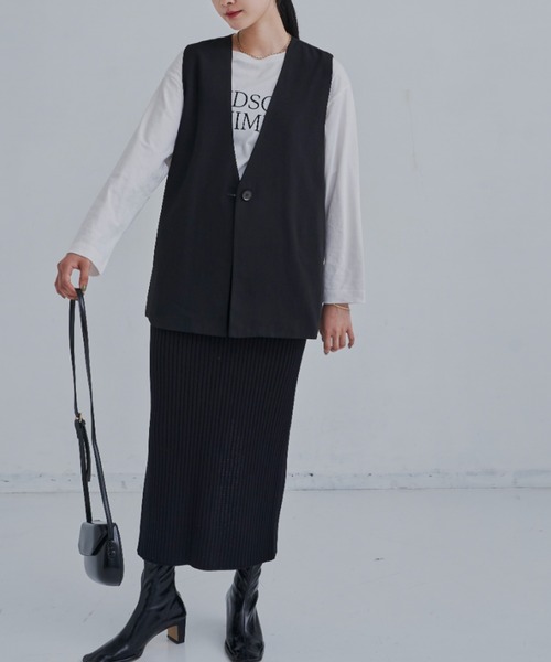 CLEARIMPRESSION （クリアインプレッション）の「【セットアップ対応】カラーレスジレ（ベスト・レディース・ブラック・FREE）」の3枚目の写真