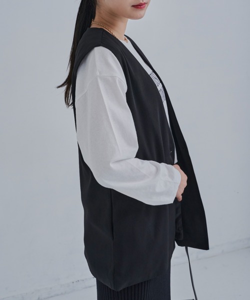 CLEARIMPRESSION （クリアインプレッション）の「【セットアップ対応】カラーレスジレ（ベスト・レディース・ブラック・FREE）」の6枚目の写真