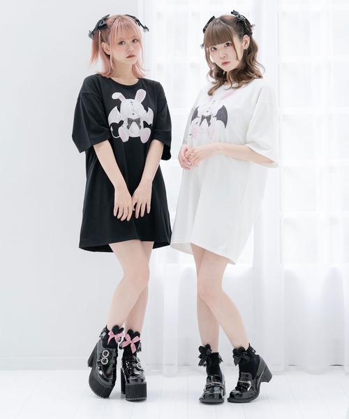 DearMyLove(ディアマイラブ)の「うさ耳フリルレースソックス(ソックス/靴下・レディース・ホワイト/レッド/ブラック/ベビーピンク/オフホワイト/ホワイト×ブラック/ブラック×ピンク/ブラック×レッド/ブラック×ブラック・23-25cm/23-25㎝)」の12枚目の写真