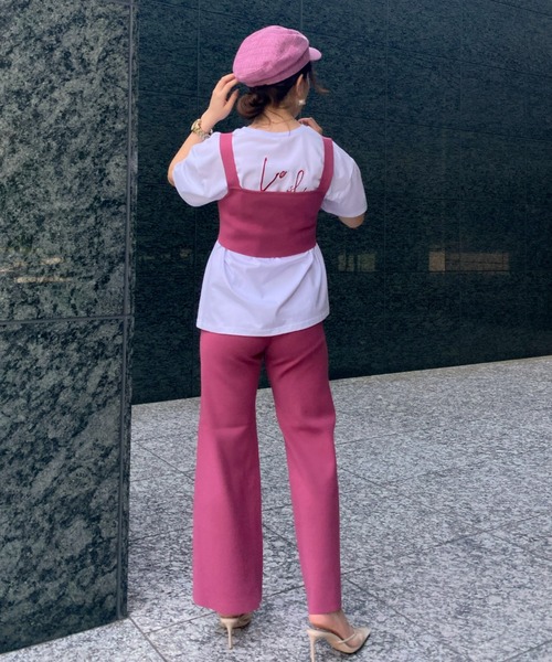EIMY ISTOIRE(エイミーイストワール)の「スクエアネックニットパンツセット(セットアップ・レディース・ピンク/グリーン系その他/オレンジ/ブラック/ネイビー・FREE)」の7枚目の写真