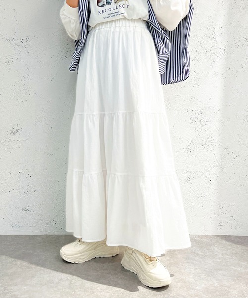 apres jour mignon（アプレジュールミニョン）の「コットンティアードスカート【ZOZOTOWN限定アイテム】（スカート・レディース・オフホワイト/マスタード/ネイビー/ブラック・MEDIUM/SMALL/X-LARGE）」の5枚目の写真