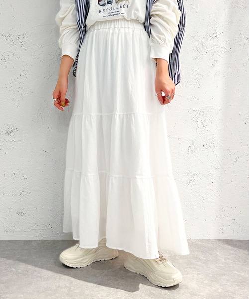 apres jour mignon（アプレジュールミニョン）の「コットンティアードスカート【ZOZOTOWN限定アイテム】（スカート・レディース・オフホワイト/マスタード/ネイビー/ブラック・MEDIUM/SMALL/X-LARGE）」の6枚目の写真