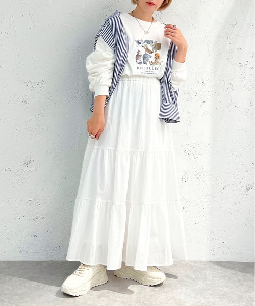 apres jour mignon（アプレジュールミニョン）の「コットンティアードスカート【ZOZOTOWN限定アイテム】（スカート・レディース・オフホワイト/マスタード/ネイビー/ブラック・MEDIUM/SMALL/X-LARGE）」の8枚目の写真