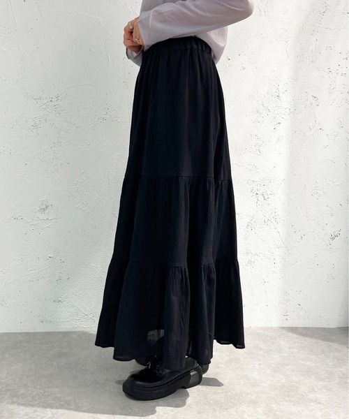 apres jour mignon（アプレジュールミニョン）の「コットンティアードスカート【ZOZOTOWN限定アイテム】（スカート・レディース・オフホワイト/マスタード/ネイビー/ブラック・MEDIUM/SMALL/X-LARGE）」の11枚目の写真