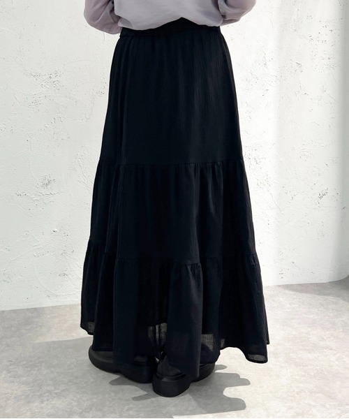 apres jour mignon（アプレジュールミニョン）の「コットンティアードスカート【ZOZOTOWN限定アイテム】（スカート・レディース・オフホワイト/マスタード/ネイビー/ブラック・MEDIUM/SMALL/X-LARGE）」の12枚目の写真