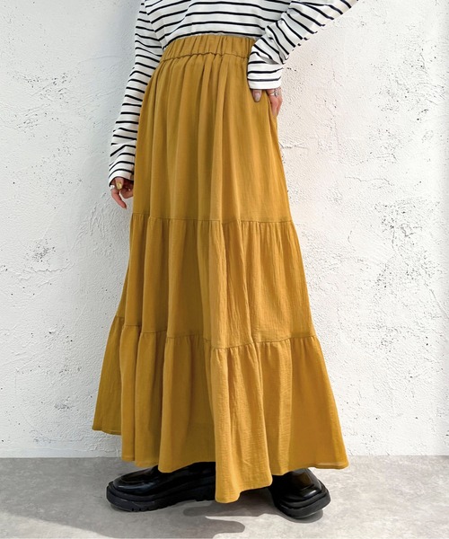 apres jour mignon（アプレジュールミニョン）の「コットンティアードスカート【ZOZOTOWN限定アイテム】（スカート・レディース・オフホワイト/マスタード/ネイビー/ブラック・MEDIUM/SMALL/X-LARGE）」の15枚目の写真