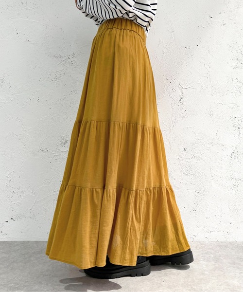 apres jour mignon（アプレジュールミニョン）の「コットンティアードスカート【ZOZOTOWN限定アイテム】（スカート・レディース・オフホワイト/マスタード/ネイビー/ブラック・MEDIUM/SMALL/X-LARGE）」の18枚目の写真