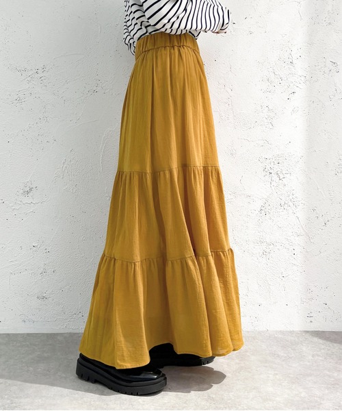 apres jour mignon（アプレジュールミニョン）の「コットンティアードスカート【ZOZOTOWN限定アイテム】（スカート・レディース・オフホワイト/マスタード/ネイビー/ブラック・MEDIUM/SMALL/X-LARGE）」の19枚目の写真