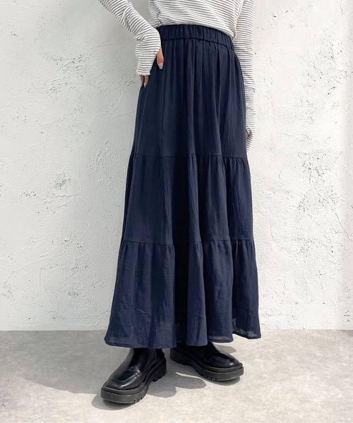 apres jour mignon（アプレジュールミニョン）の「コットンティアードスカート【ZOZOTOWN限定アイテム】（スカート・レディース・オフホワイト/マスタード/ネイビー/ブラック・MEDIUM/SMALL/X-LARGE）」の22枚目の写真