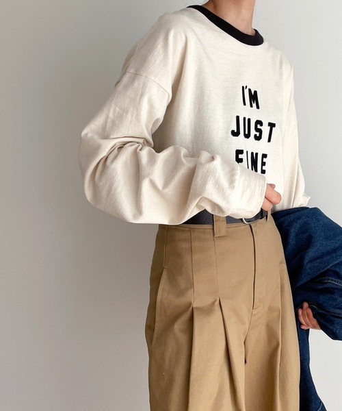 RED CHOP WORKS（レッドチョップワークス）の「RED CHOP WORKS(レッドチョップワークス) "I'M JUST FINE" ロングTシャツ（Tシャツ/カットソー・レディース・キナリ/ベージュ/ホワイト・38）」の10枚目の写真